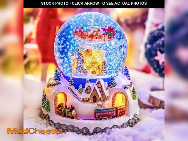 Lot 74-12715156 - Musical Rotating Santa Claus Flying Over Village,Automatic Snowfall,Train, Christmas Snow Globe Musi...