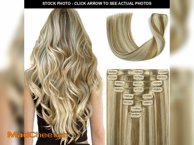 Lot 74-13623350 - Clip in Hair Extensions Real Human Hair 18Inch 8pcs 100g Seamless Balayage Blonde Hair Extensions Cl...