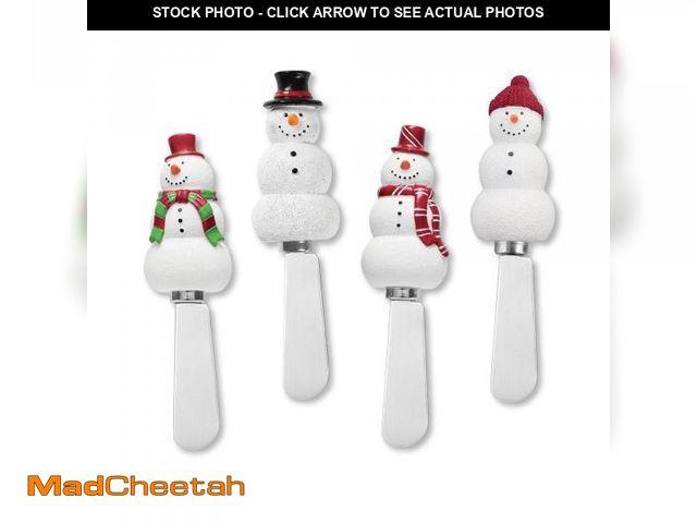 Lot 74-12351864 - Wine Things Snowmen Cheese Spreaders, Hand-Painted Resin Handles with Stainless Steel Blades for Spr...