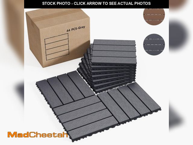 Lot 74-14364152 - GOGEXX 12 in.W x 12 in. L Outdoor Striped Pattern Square Plastic Interlocking Flooring Deck Tiles (P...