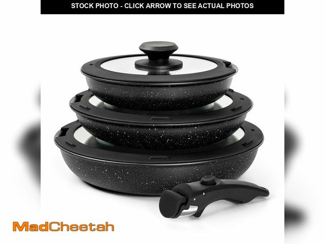 Lot 74-12703538 - MICHELANGELO Nonstick Frying Pan Set with Lid, 8" 9.5" and 11" Fry Pans with Detachable Handle, Skil...