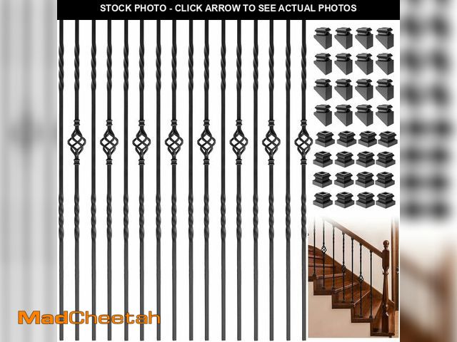 Lot 74-13697220 - Vilstomes Iron Balusters for Staircase, 16 Pack Wrought Iron Balusters, 1/2" Hollow Stair Spindles S...