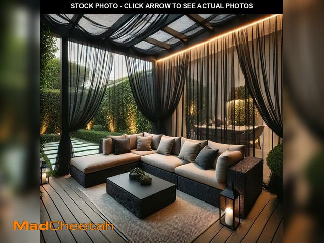 Lot 74-12700092 - Draphelle Extra Wide Outdoor Curtains Waterproof Black Voile Mesh Screen Lightweight Privacy Bug Net...