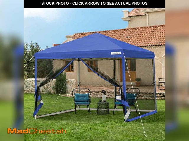Lot 74-12781082 - SPECSTAR 10'x10' Pop up Canopy Tent with Mesh Netting, 2 Zipper Doors, and Roller Bag - UNUSED