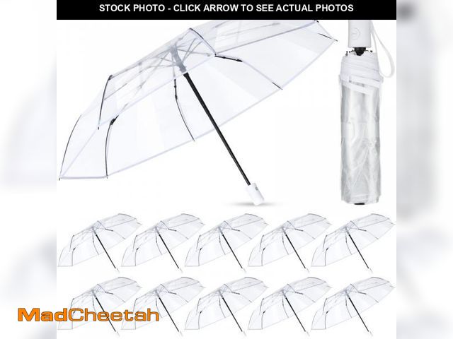 Lot 74-12120571 - Sanwuta 12 Pcs Transparent Folding Umbrella Full Automatic Clear Foldable Auto Open Close Umbrellas ...