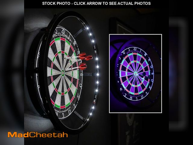 Lot 74-14067024 - Accudart Nighthawk 2 in 1 LED/Blacklight Bristle Dartboard Surround Set - Official Size Dartboard - ...