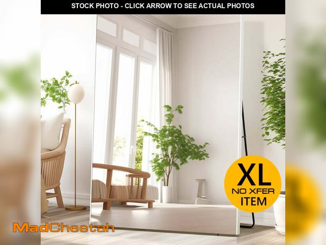 Lot 74-12550572 - 63"x43" Full Length Mirror with Stand, Lightweight Floor Standing Oversize Mirrors, Nano-film Shatte...