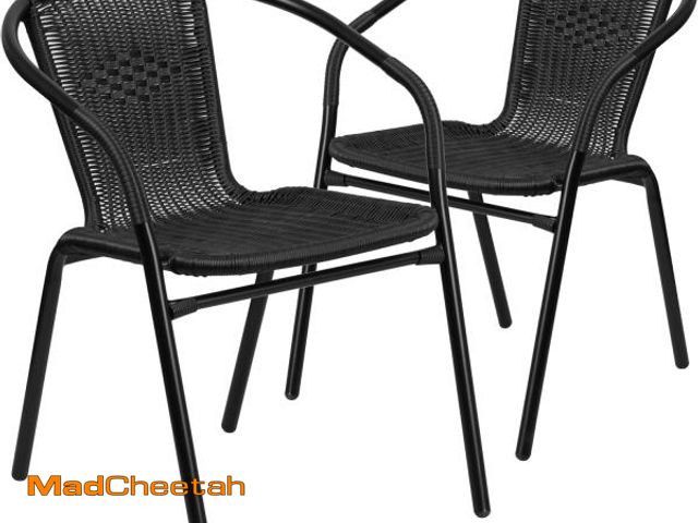 Lot 74-12510184 - Flash Furniture Modern Rattan Indoor/Outdoor Restaurant Dining Chairs, Stackable Rattan Bistro Chair...
