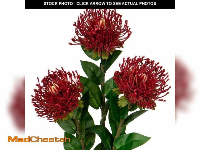 Lot 74-14381378 - Hollyone 3Pcs Red Artificial Flowers Mums Fall Spider Mum Flower Silk 28.3'' Long Stem Fake Chrysant...