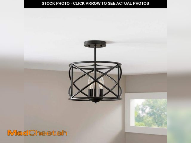 Lot 74-12410355 - Hampton Bay Hastings 13.5 in. 2-Light Oil Rubbed Bronze Modern Entryway Semi-Flush Mount with Open C...