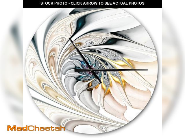 Lot 74-12396538 - DesignQ 'White Floral Art ' Modern Wall Clock for Home Bedroom Bathroom Office Living Room Decoratio...