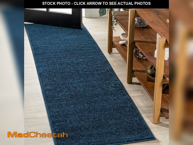 Lot 74-12664410 - JONATHAN Y Haze Solid Low-Pile Navy Runner Rug 2x8, Coastal,Bohemian,Minimalist,Classic, Easy-Cleani...
