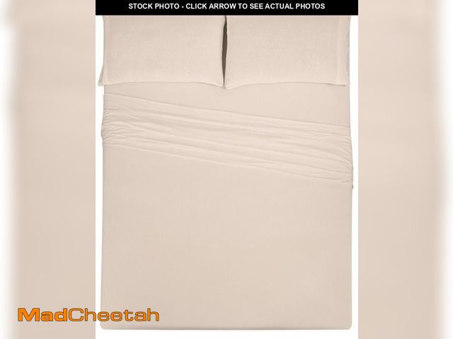 Lot 74-12309094 - LAMMANI Jersey Sheet Set - Soft, Deep Pockets, Cooling Effect, Expandable - 4 Piece Bedding Set (Pea...
