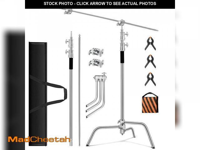 Lot 74-12518199 - Heavy Duty C Stand 10.8ft/330cm with Holding Arm Carry Bag Sandbag 3*Clip 2*Grip Head Stainless Stee...