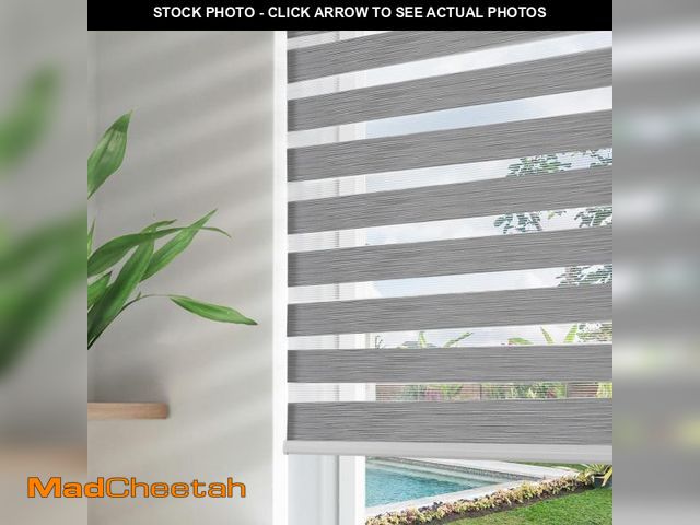 Lot 74-12291217 - Joydeco Cordless Zebra Blinds for Windows, Dual Layer Free-Stop Zebra Shades Privacy Light Control f...