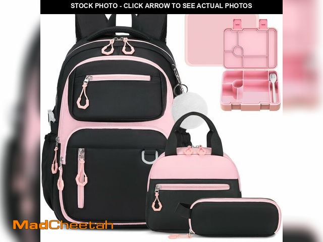 Lot 74-12600915 - Bevalsa School Backpack for Girls, Bookpack with Bento Lunch Box, Insulated Bag &amp; Utensils, 43oz...