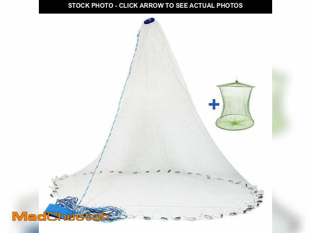 Lot 74-12833384 - NEWEEN Cast Net 3/8" Mesh Hand Cast Fishing Net Saltwater Bait Casting Net 4/6/8FT Radius Size - UNU...