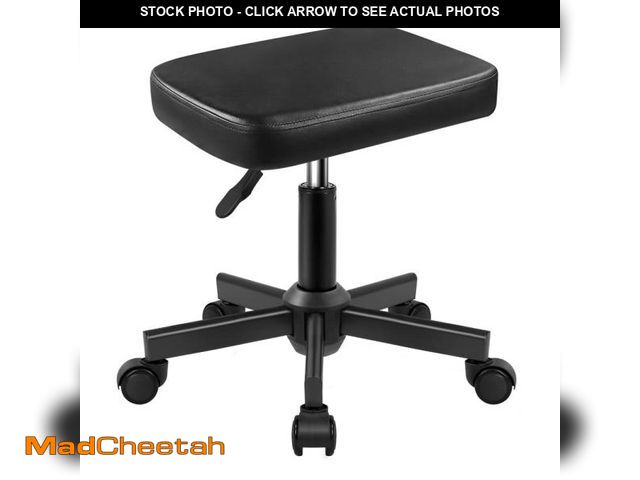 Lot 74-12444417 - WKWKER Rolling Stool Height Adjustable 360ÃÂ° Swivel Stool with Wheels Square Seat PU Leather Rolli...