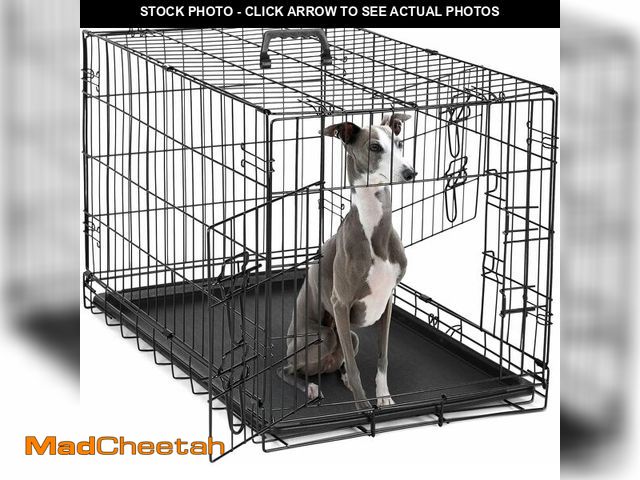 Lot 74-12664250 - DUMOS Dog Crate, 36 Inch Medium Double Door Dog Cage with Plastic Leak-Proof Pan Tray, Folding Metal...