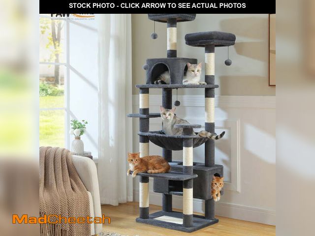 Lot 74-14352671 - PAWZ Road 73"Cat Tree for Large Cats Multi Level Play Tower Condo 7 Sisal Cat Scratching Posts,Dark ...