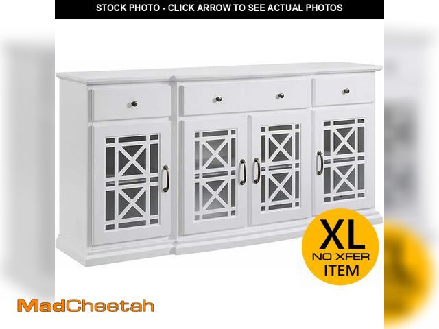 Lot 74-13780793 - Walker Edison Ronne 4 Door-Sideboard with Fretwork Detail, 60 Inch, White - UNUSED