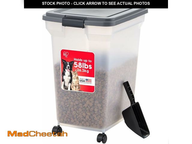 Lot 74-14581909 - IRIS USA Dog Food Storage Container, Up to 58 lbs, Dark Gray, Made in USA - UNUSED