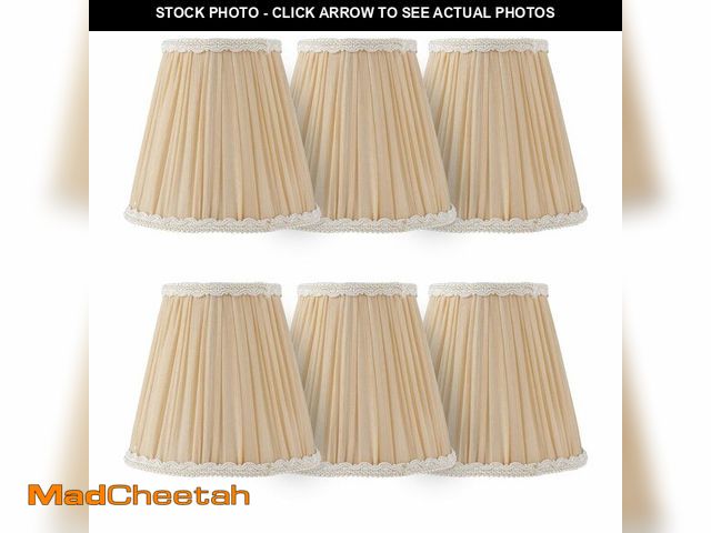 Lot 74-12604623 - Lampshades Chandelier Lamp Shades Small Pleated Empire Clip-on Fitter Lampshade 6"x3 3/4"xH5 3/5" Go...