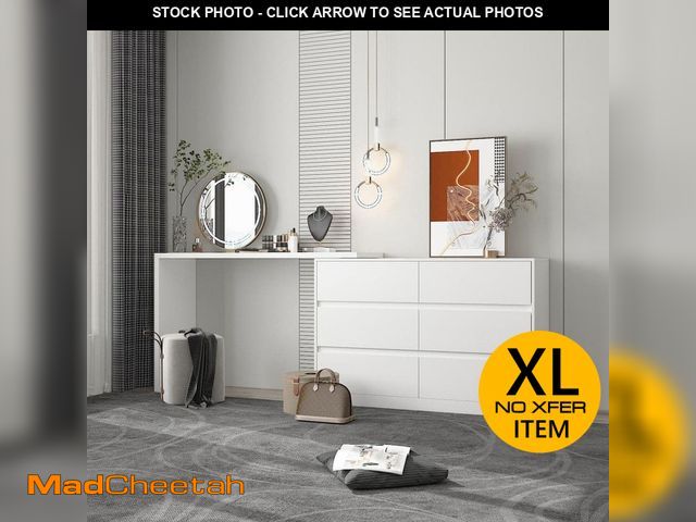 Lot 74-12931079 - FUFU&amp;GAGA 6-Drawer L-Shaped Chest of Drawers Cabinet with Rotatable Desktop 47.2 in. W x 51.2 in...