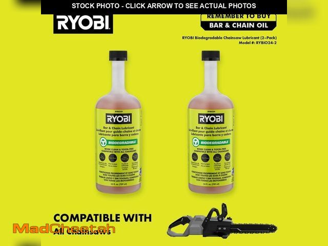 Lot 74-13668035 - RYOBI 24 oz. Biodegradable Bar and Chain Oil (2-Pack) - UNUSED