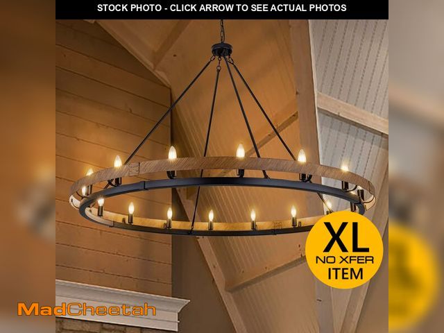 Lot 74-13637983 - Wellmet Extra Large Rustic Chandelier, Wood Painted Pendant Light, 16-Light Farmhouse Wagon Wheel Ch...