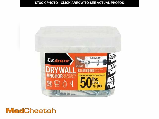 Lot 74-14364322 - E-Z Ancor Twist-N-Lock 50 lbs. Drywall Anchors (100-Pack) - UNUSED