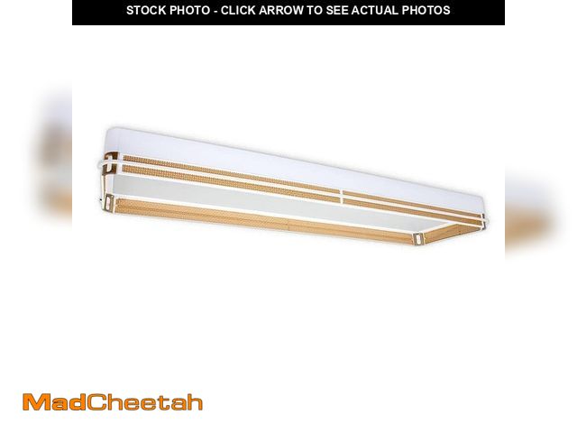 Lot 74-14274992 - Commercial Electric 4 ft. x 12 in. White Soft Gold Rattan Accents LED Flush Mount Ceiling Light 4500...