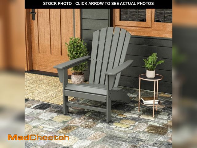 Lot 74-14243054 - POLYWOOD Grant Park Traditional Curveback Slate Grey Plastic Patio Adirondack Chair Outdoor (Set of ...