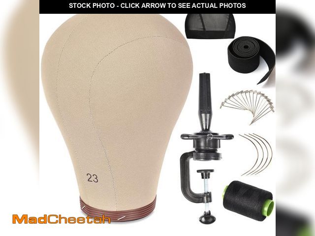 Lot 74-12123719 - ZGCYSMHT 23 Inch Wig Head Cork Canvas Block Head Mannequin Head With Stand for Making Wigs (21Inch-2...