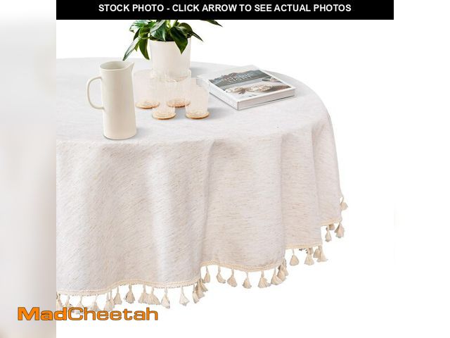 Lot 74-12605767 - MYSKY HOME Table Cloth 60 in Round Cotton Tablecloth, Heavy Duty Linen Look Waterproof Tablecloths F...