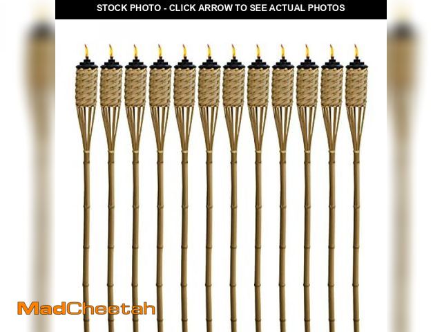 Lot 74-12398696 - TIKI Bamboo Tiki Torches 12-Pack - Weather-Resistant Outdoor Decor with Easy-Pour Wide-Mouth Caniste...