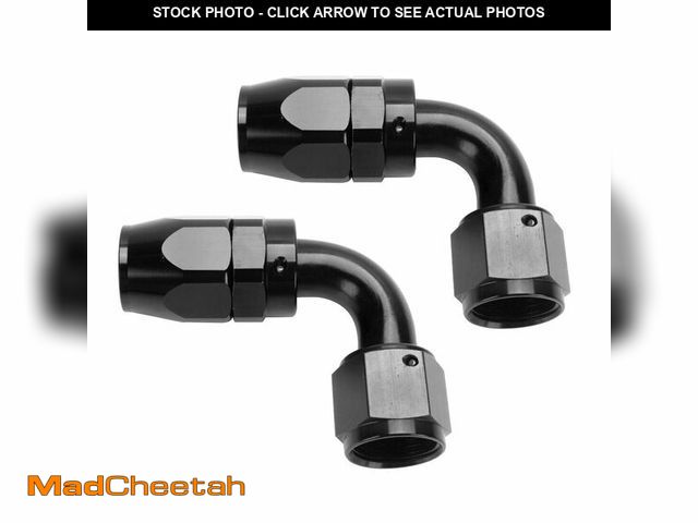 Lot 74-14269592 - LokoCar 12AN Hose End Fitting 90 Degree Swivel For CPE Braided Hose Black 2Pcs - UNUSED