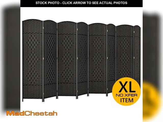 Lot 74-12775921 - (SMALL HOLE) Costway 8-Panel Room Divider 6 ft. Tall Folding Privacy Screen with Solid Wood Frame Bl...