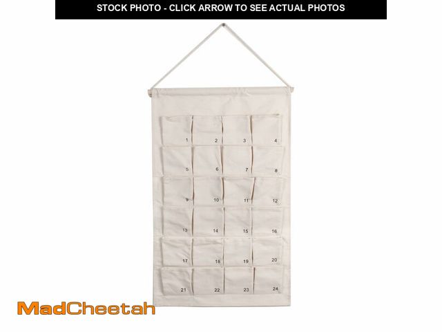 Lot 74-12971897 - Fabric Advent Calendar with 24 Numbered Pockets, 67 x 42 cm, White Hanging Wall Calendar to Fill You...