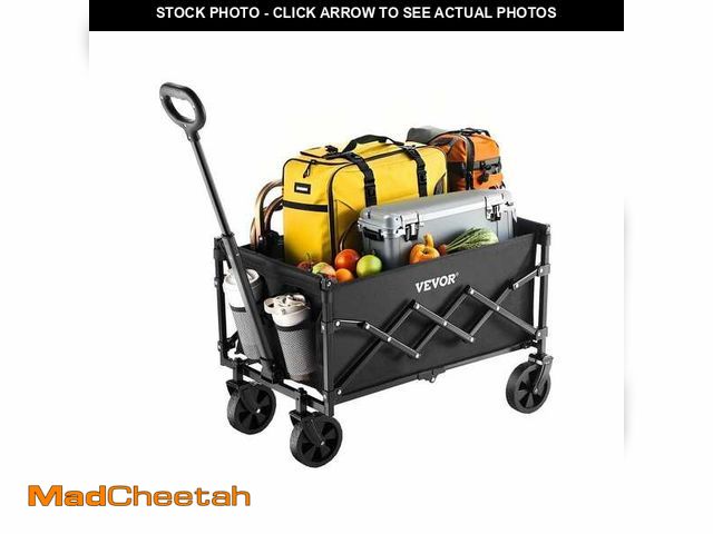 Lot 74-12672664 - VEVOR 1.96 cu ft., Steel, Collapsible Wagon Garden Carts, All-Terrain Wheels, Heavy Duty Outdoor Uti...