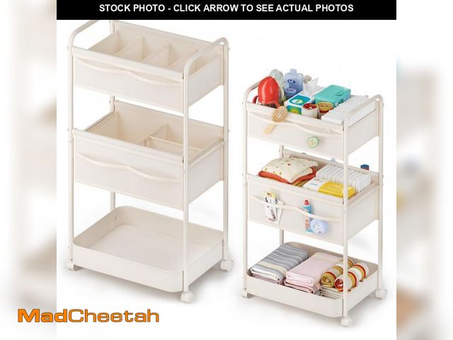 Lot 74-12540273 - Baby Diaper Caddy, Premium Metal&amp; Felt Movable Cart with Dividers for Newborn Nursery Essentials...