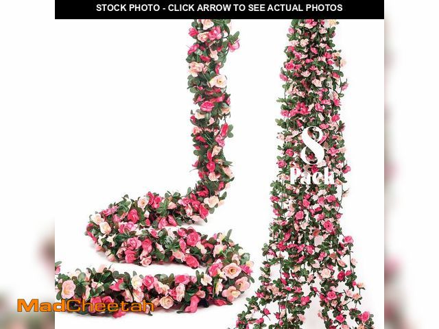 Lot 74-14337229 - Miracliy 8Pcs 66FT Pink Flower Garland, Artificial Rose Floral Vines Fake Hanging Spring Flower Garl...