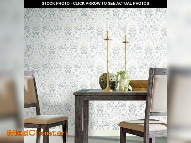 Lot 74-12137977 - RoomMates RMK11998WP White and Blue Persian Damask Peel and Stick Wallpaper - USED