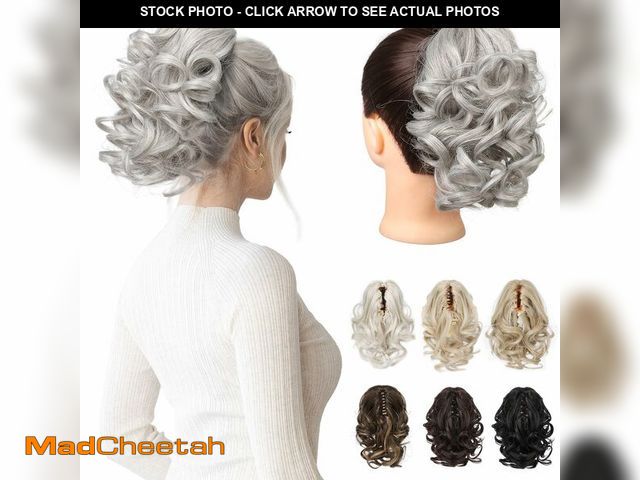 Lot 74-14338873 - REECHO 9" Short Ponytail Extension, Classic Loose Curly Wavy Claw Clip Pony tails Hair Extensions HP...