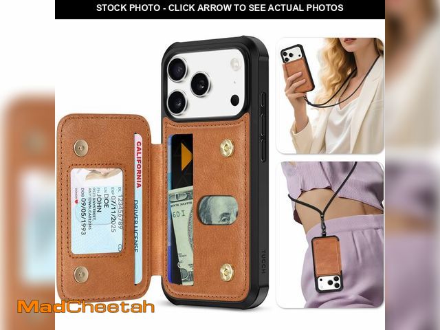 Lot 74-12718154 - TUCCH Card Case for iPhone 17 Pro (6.3"), RFID Blocking 3 Card Holders | Undetachable Wallet | Cross...