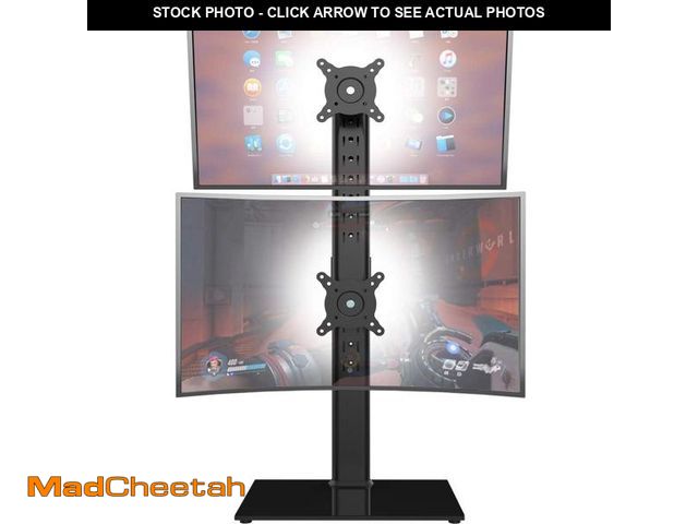 Lot 74-11549137 - Dual Monitor Stand - Vertical Stack Screen Free-Standing Monitor Riser Fits Two 13 to 34 Inch Screen...