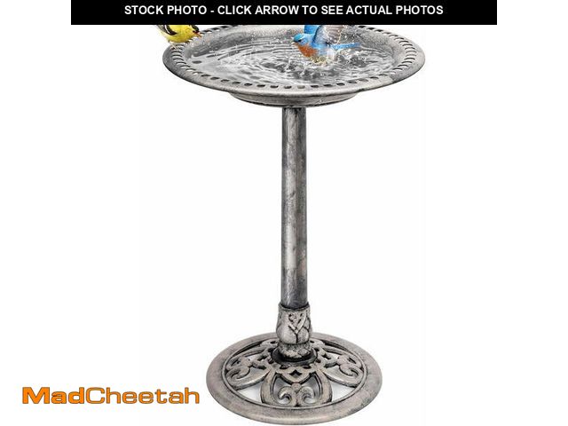 Lot 74-14086074 - SPECSTAR Bird Bath, 28 inch Height Polyresin Lightweight Antique Outdoor Garden Birdbath Gray - UNUS...