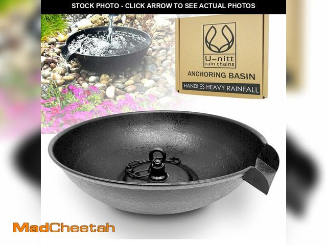 Lot 74-14273533 - U-nitt 12" Spill Bowl Downspout Catch Basin for Rain Chain Anchoring &amp; Stake | Rainwater Collect...