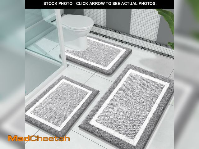 Lot 74-12674294 - OLANLY Bathroom Rugs Sets 3 Piece, Soft Absorbent Microfiber Bath Mats and U-Shaped Contour Toilet R...