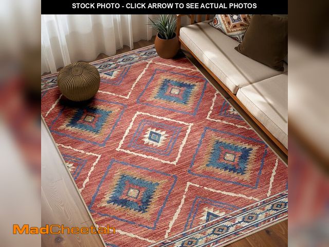 Lot 74-13584402 - Area Rug 5x7 Rug Machine Washable Non-Slip Low Pile Print Pattern Western Rug for Living Room Bedroo...